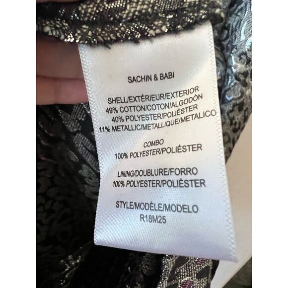 Sachin & Babi Sleeveless Silver Metallic Animal Print Jacquard Hi-Lo Gown Size 6 - Picture 12 of 12